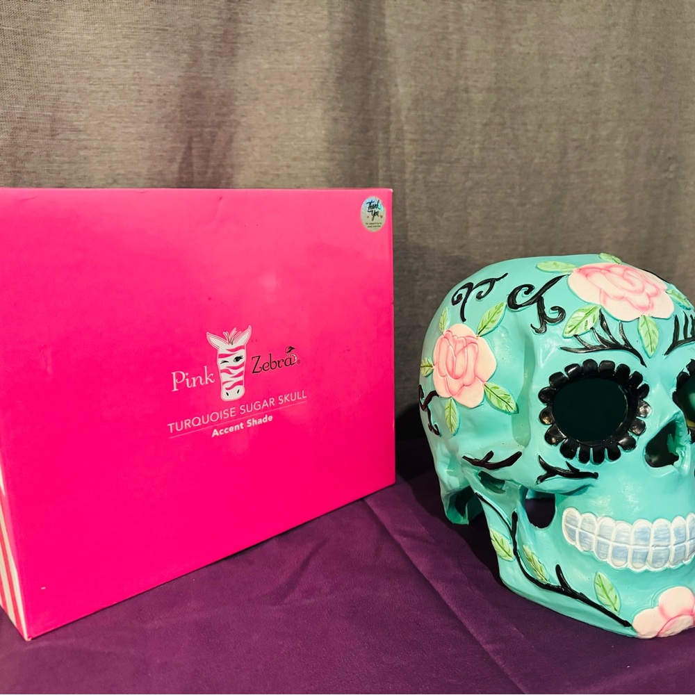 Pink Zebra Turquoise Sugar Skull Accent Shade